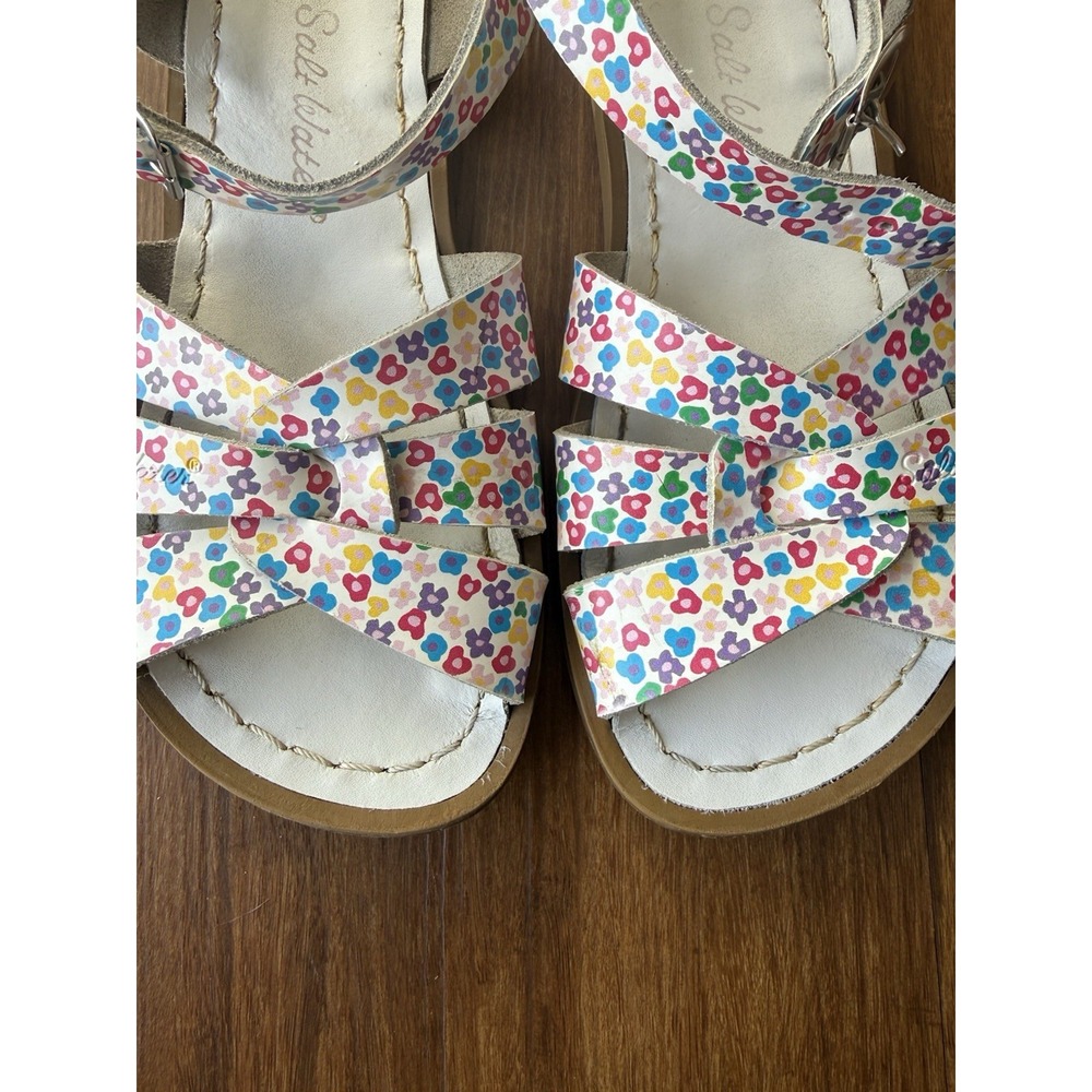 Salt Water Sandals by Hoy Floral Girls 1 - US 2 Leather Straps Water Resistant